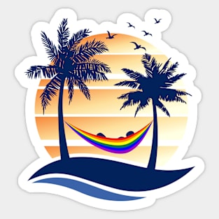 LGBTQ Pride Hammock Summer Beach Sunset Sticker